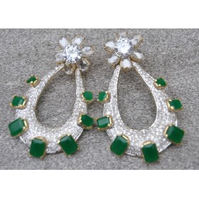 Emerald Studded American Diamonds Earrings